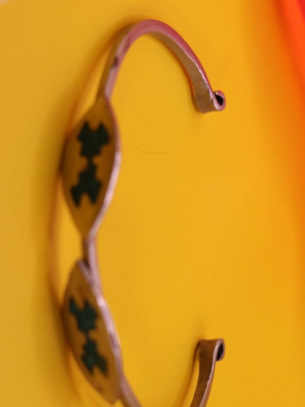 Alpaca Silver (Silver Colored Alloy) Vintage Cuff Bracelet W/ Blue Mosaic Inlay - Picture 2 of 5